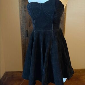 MINKPINK Strapless Black Velvet Fit-and-Flare Dress